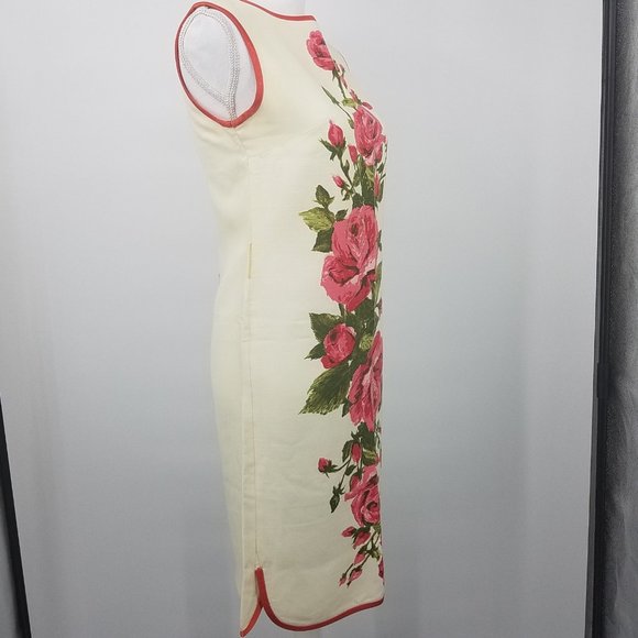 {Vintage} 60s Sheath Dress - Floral Roses - Picture 4 of 12